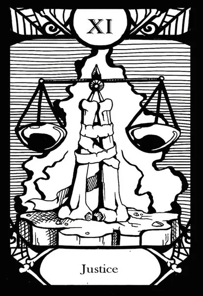 Justice card from the Animalis Os Fortuna Tarot deck