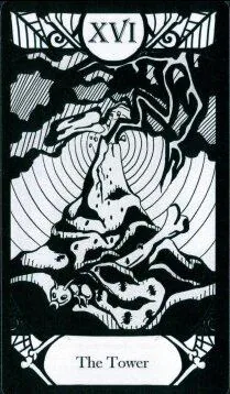 The Tower card from the Animalis Os Fortuna Tarot deck
