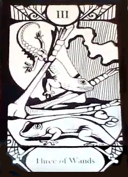 Three of Wands card from the Animalis Os Fortuna Tarot deck