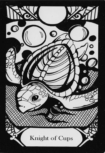Knight of Cups card from the Animalis Os Fortuna Tarot deck