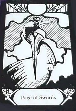 Page of Swords card from the Animalis Os Fortuna Tarot deck