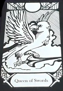 Queen of Swords card from the Animalis Os Fortuna Tarot deck