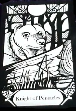 Knight of Pentacles card from the Animalis Os Fortuna Tarot deck