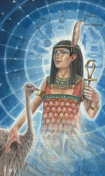 Egyptian Ostrich card from the Animals Divine Tarot deck