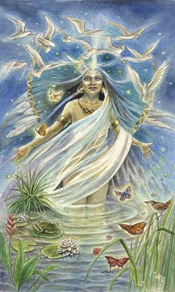 Woman Birds Butterflies card from the Animals Divine Tarot deck