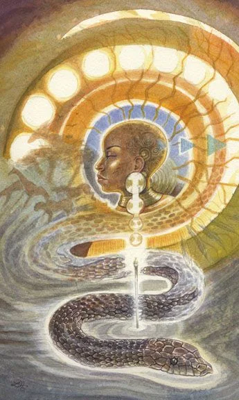 Queen of Wands card from the Animals Divine Tarot deck