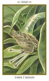 Three of Wands card from the Animals Divine Tarot deck