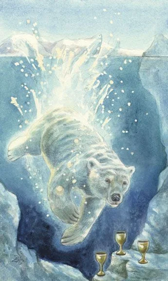 Three of Cups card from the Animals Divine Tarot deck