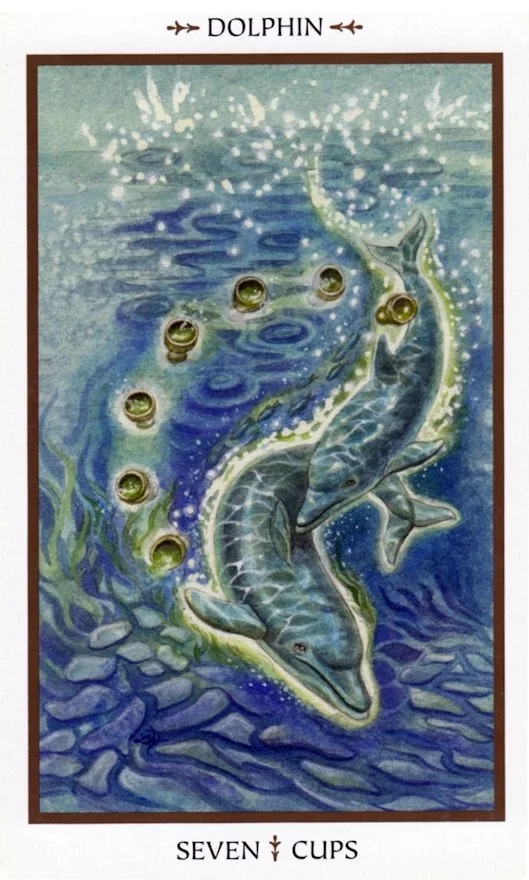 Seven of Cups card from the Animals Divine Tarot deck