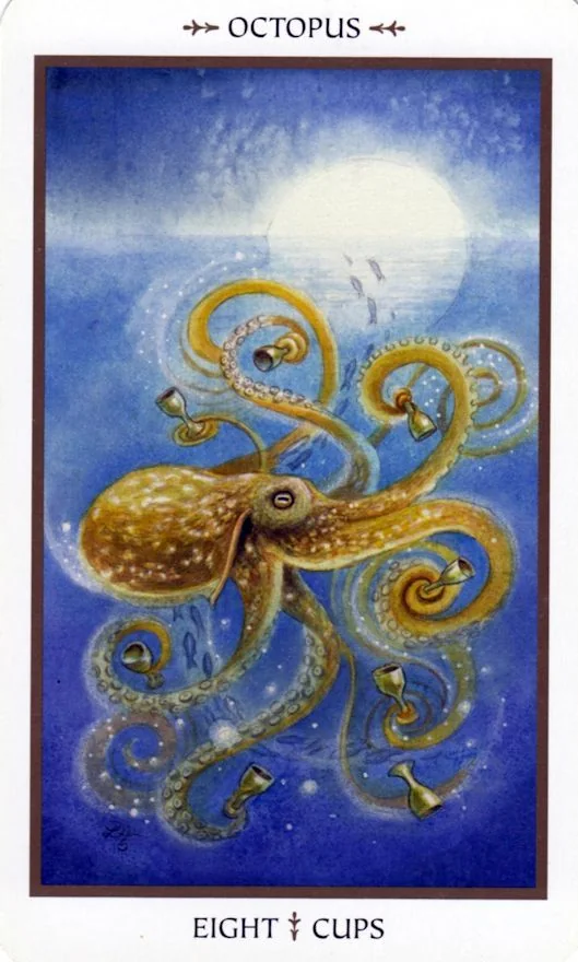 Eight of Cups card from the Animals Divine Tarot deck