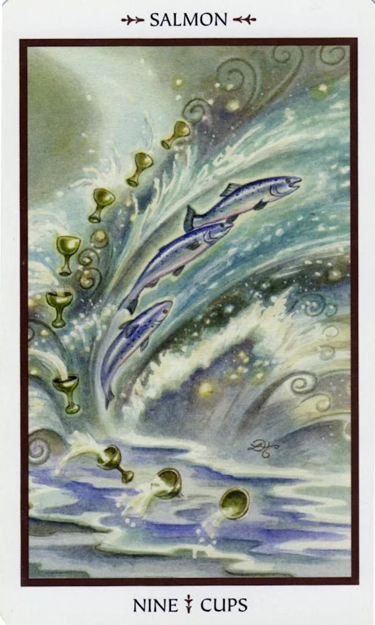 Nine of Cups card from the Animals Divine Tarot deck