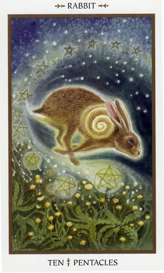 Ten of Pentacles card from the Animals Divine Tarot deck