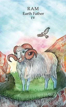 Ram - Earth Father (IV) card from the Animals Wisdom Tarot deck
