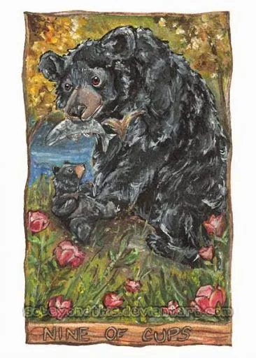 Nine of Cups card from The Animism Tarot deck