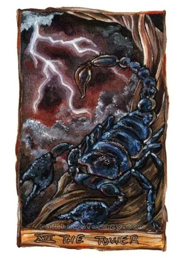 The Tower card from The Animism Tarot deck