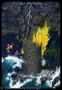 The Tower card from the Anna K Tarot deck
