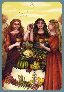 Three of Cups card from the Anna K Tarot deck