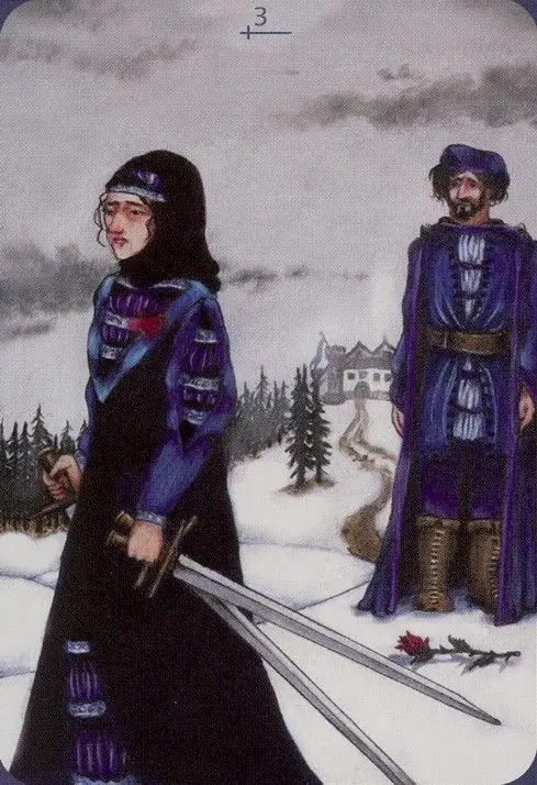 Three of Swords card from the Anna K Tarot deck