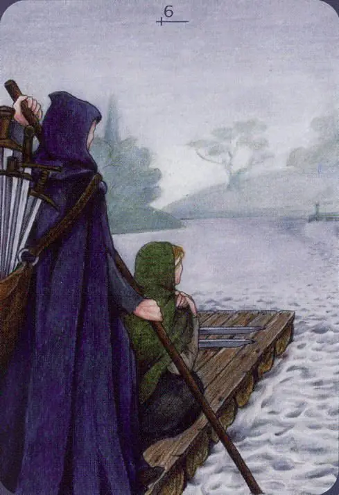 Anna K Tarot Review 13 Six of Swords card from the Anna K Tarot deck