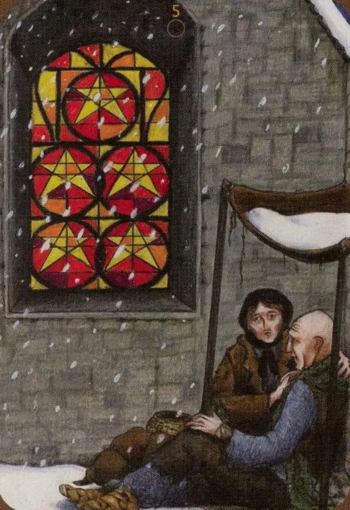 Five of Pentacles card from the Anna K Tarot deck