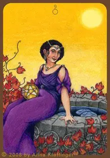 Anna K Tarot Review 19 Nine of Pentacles card from the Anna K Tarot deck