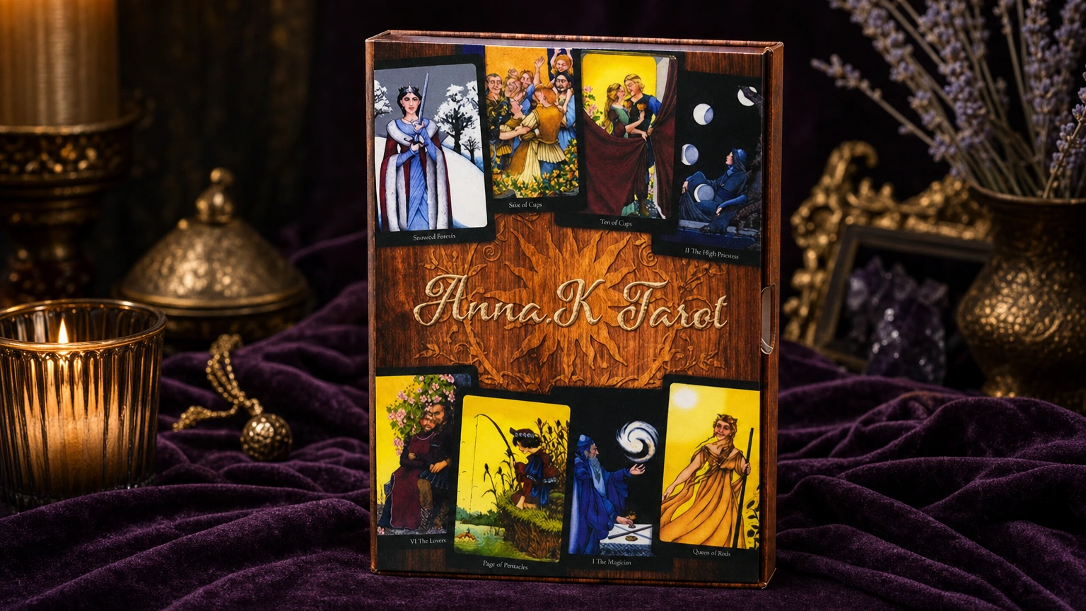 Anna K Tarot final lifestyle image Anna K Tarot final lifestyle image with illustrated tarot cards