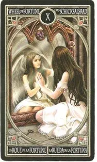 Wheel of Fortune card from the Anne Stokes Gothic Tarot deck