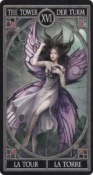 The Tower card from the Anne Stokes Gothic Tarot deck