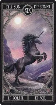 The Sun card from the Anne Stokes Gothic Tarot deck