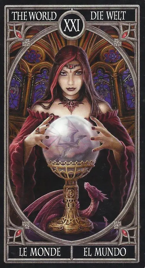 The World card from the Anne Stokes Gothic Tarot deck