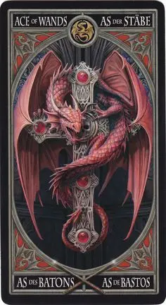 Ace of Wands - Anne Stokes Gothic Tarot card Ace of Wands card from the Anne Stokes Gothic Tarot deck