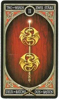 2 of Wands card from the Anne Stokes Gothic Tarot deck