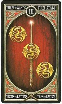 3 of Wands card from the Anne Stokes Gothic Tarot deck