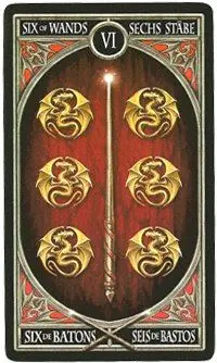 6 of Wands card from the Anne Stokes Gothic Tarot deck