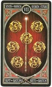 7 of Wands card from the Anne Stokes Gothic Tarot deck