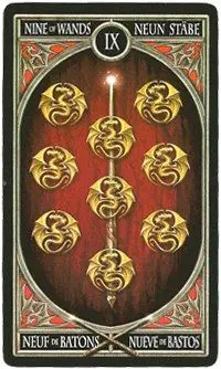 9 of Wands card from the Anne Stokes Gothic Tarot deck