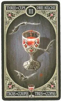 3 of Cups card from the Anne Stokes Gothic Tarot deck