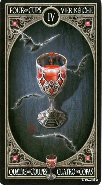 4 of Cups card from the Anne Stokes Gothic Tarot deck