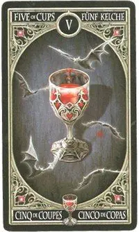 Five of Cups - Anne Stokes Gothic Tarot card Five of Cups card from the Anne Stokes Gothic Tarot deck