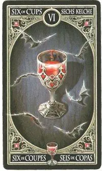 6 of Cups card from the Anne Stokes Gothic Tarot deck
