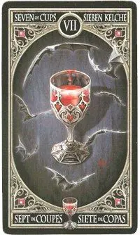 7 of Cups card from the Anne Stokes Gothic Tarot deck