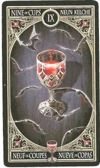 9 of Cups card from the Anne Stokes Gothic Tarot deck