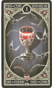 10 of Cups card from the Anne Stokes Gothic Tarot deck