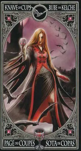 Page of Cups card from the Anne Stokes Gothic Tarot deck