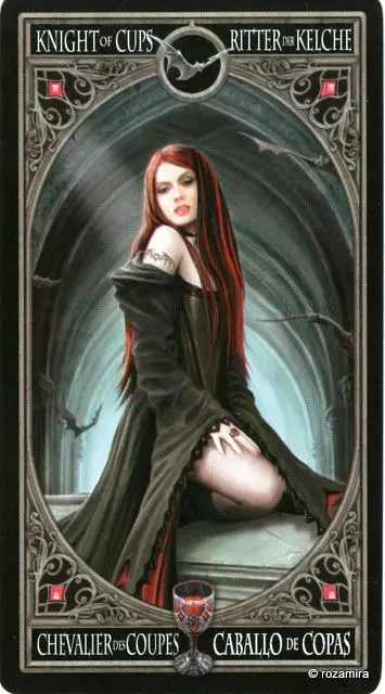 Knight of Cups card from the Anne Stokes Gothic Tarot deck