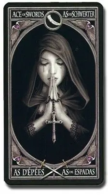 Ace of Swords card from the Anne Stokes Gothic Tarot deck