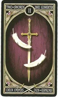 2 of Swords card from the Anne Stokes Gothic Tarot deck