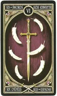 6 of Swords card from the Anne Stokes Gothic Tarot deck