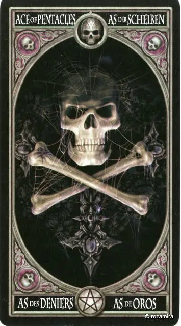 Ace of Pentacles - Anne Stokes Gothic Tarot card Ace of Pentacles card from the Anne Stokes Gothic Tarot deck