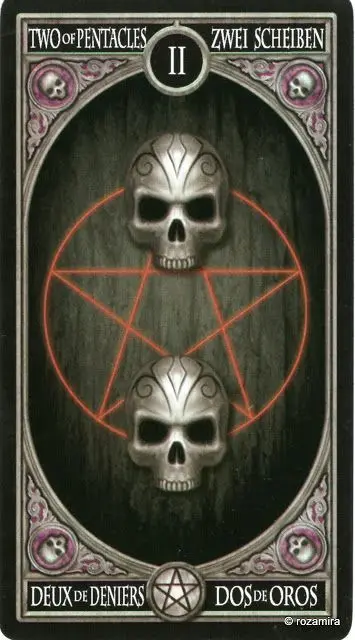2 of Pentacles card from the Anne Stokes Gothic Tarot deck